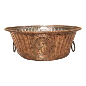 18th Century Repousse Decorated Copper Chaudron From France