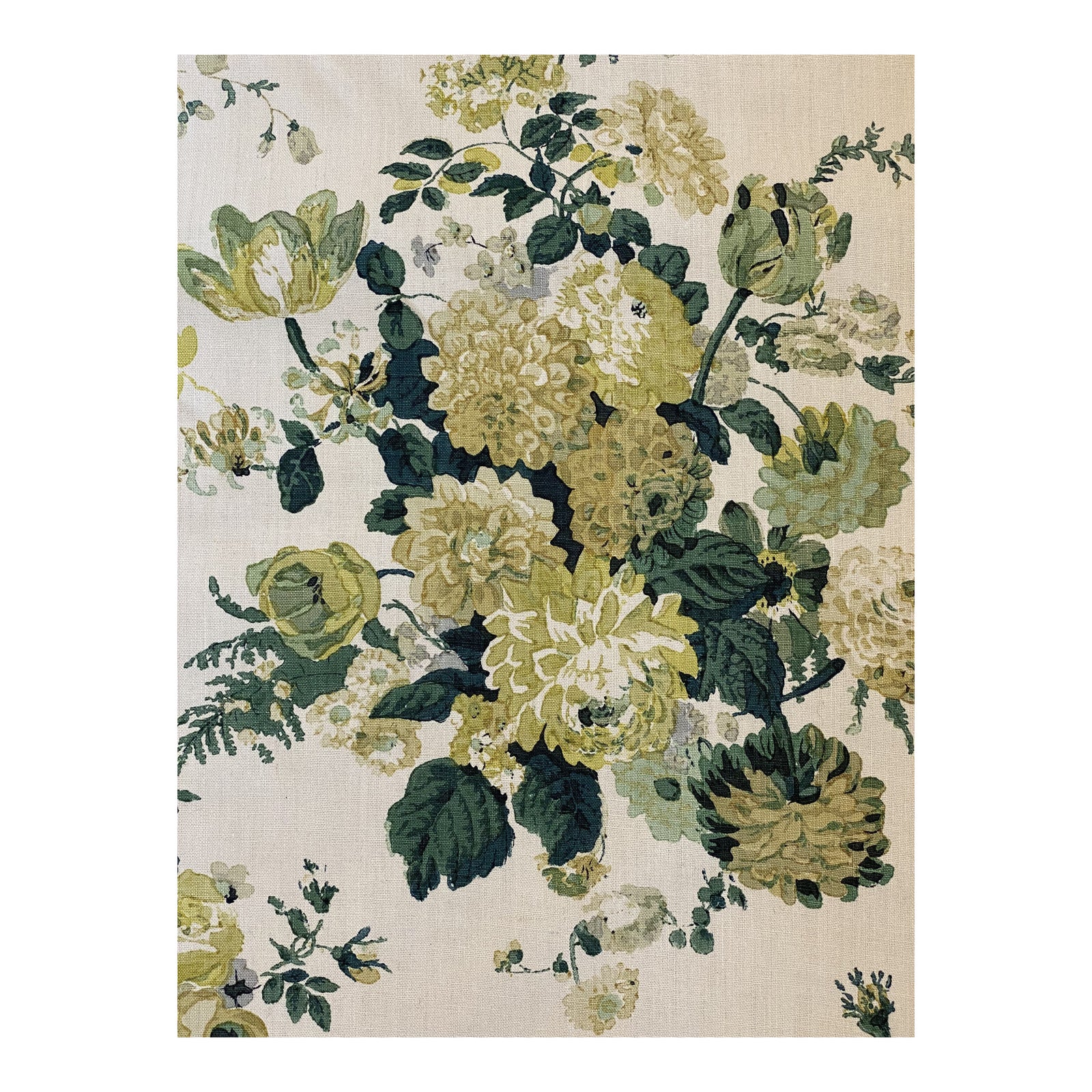 Clarence House Dahlia Hand Block Color Green Sku 1569602 Linen Fabric 4