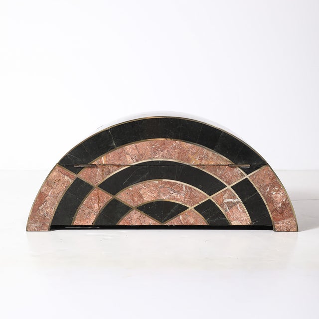 Mid-Century Tessellated Marble Demilune Box by Celerie Kemble for Maitland Smith For Sale - Image 9 of 13
