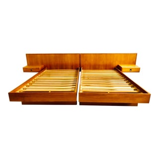 1980s Scandinavian Modern Teak King Platform Bedframe For Sale