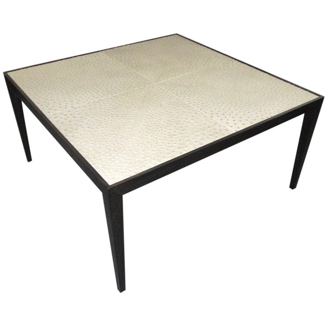 Bespoke Ebonized Ostrich-Top Coffee Table For Sale