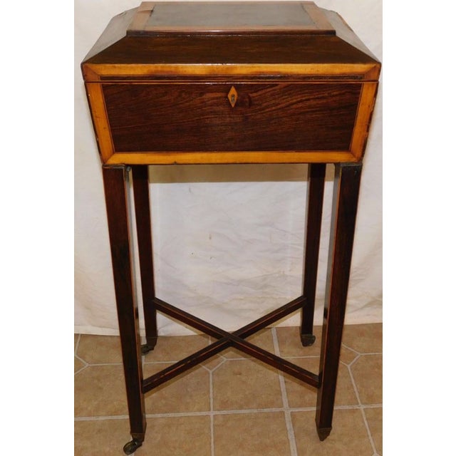 English English Traditional Rosewood & Banded Satinwood Box on Stand For Sale - Image 3 of 6