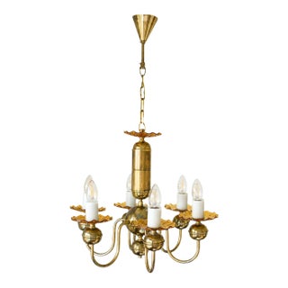 Vintage Bohemian Amber Glass Chandelier, Kamenický Šenov, 6-Light, 1970s For Sale