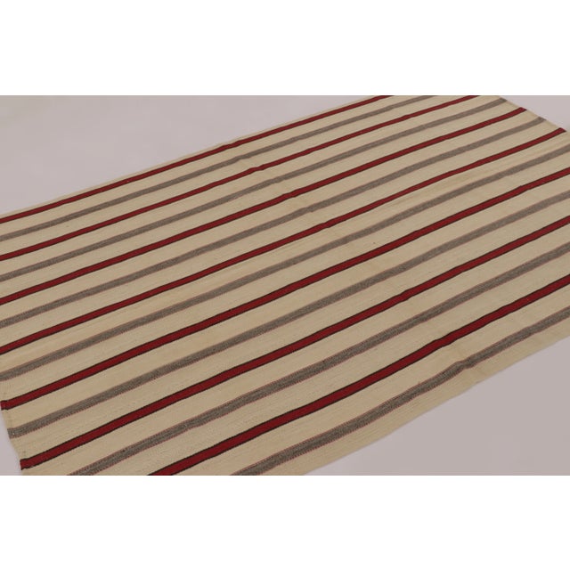 Contemporary Rug & Kilim's Contemporary Rez Kilim With Beige & Red Striped Design For Sale - Image 3 of 11