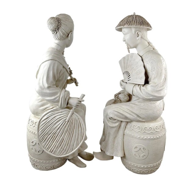1980s 20th Century Blanc De Chine Style Chinoiserie Statues - A Pair For Sale - Image 5 of 6