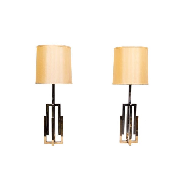 Hollywood Regency Table Lamps in Brass and Chrome, 1970s, Set of 2 For Sale - Image 9 of 9