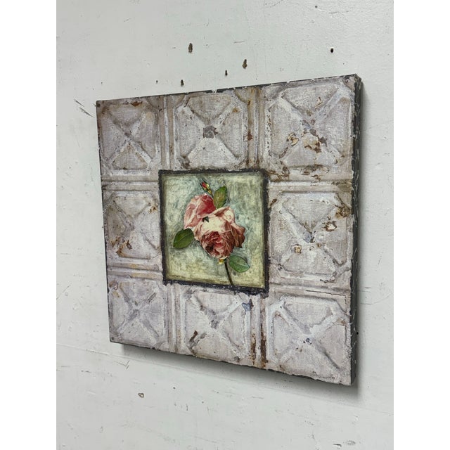 Peggy Abrams Style Rose Tile Print of Canvas For Sale - Image 4 of 12