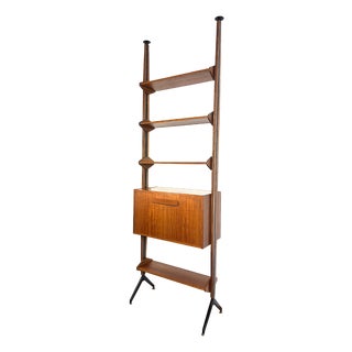 Single-Span Modular Floor-to-Ceiling Bookcase, Italy, 1960s For Sale