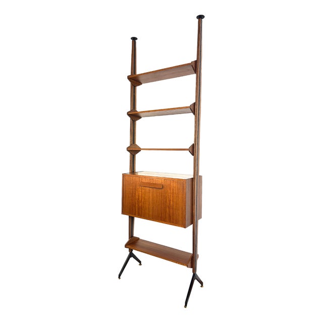Single-Span Modular Floor-to-Ceiling Bookcase, Italy, 1960s For Sale