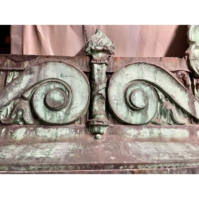 Antique Oxidized Copper Building Fragment Beaux-Arts Style Repousse For Sale - Image 10 of 12