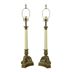 Pair Classical Vintage Column Lamps