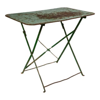 French Painted Wrought Iron Folding Garden Table, Circa 1920's For Sale