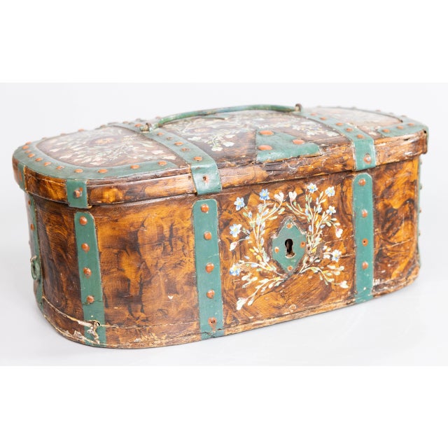 Light Green 19th Century Swedish Allmoge Folk Art Bentwood Chest Trunk For Sale - Image 8 of 11