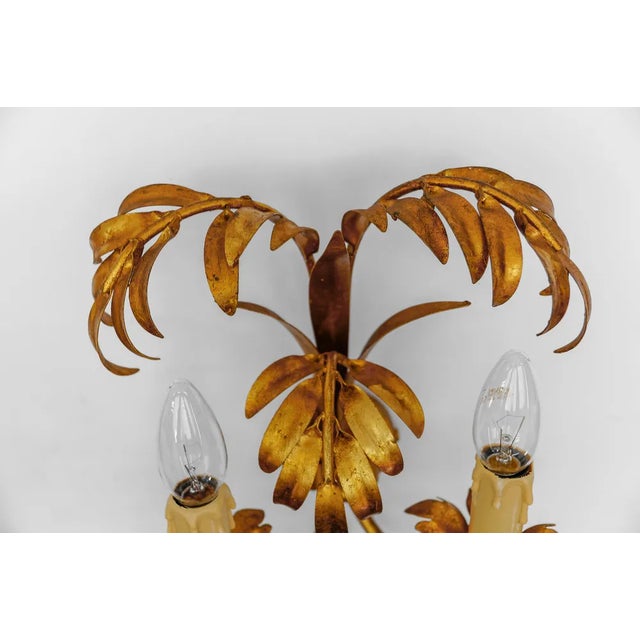 Metal Hollywood Regency Double Palm Wall Lights from Hans Kögl, 1970s, Set of 2 For Sale - Image 7 of 13