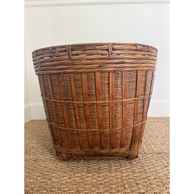 English X Large Vintage Wicker Basket For Sale - Image 3 of 7