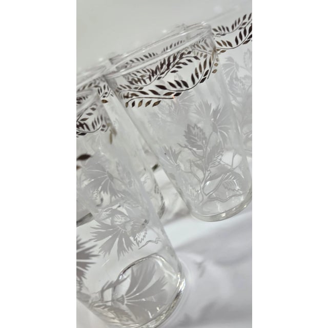 White Vintage Art Deco Gold and White Floral Tumblers- Set of 8 For Sale - Image 8 of 11