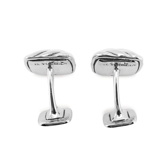 Early 21st Century Men’s David Yurman 925 Sterling Silver Sculpted Cable Cushion Cufflinks, A Pair For Sale - Image 5 of 8