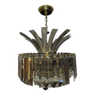 1970s 8 Tier Lucite Peacock Wedding Cake Chandelier Mid Century Modern Regency Brass For Sale