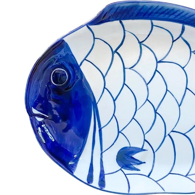 Mediterranean 1990s Coastal Blue & White Arabesque Fish Platter by Dansk For Sale - Image 3 of 5