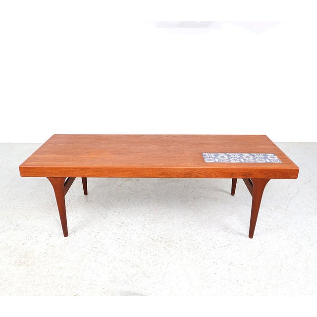 Vintage Teak Coffee Table with Blue Tiles by Johannes Andersen for CFC Silkeborg, 1960s For Sale - Image 6 of 14