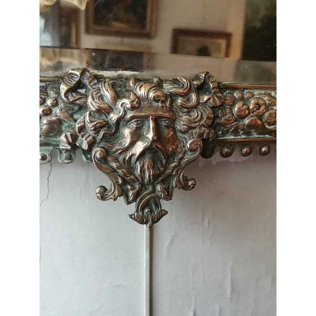 Metal Gothic Style Bronze Wall Mirror with Candleholders For Sale - Image 7 of 12