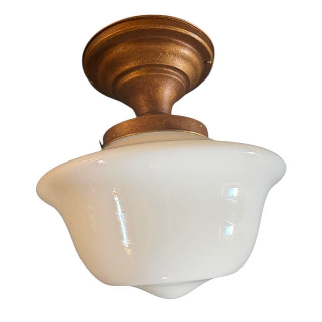 This pair of flushmounts have such a fabulous old original brass patina. They are simple, elegant and will look great in...