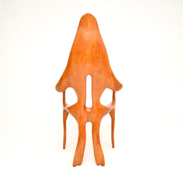 Italian Sculptural Armchair in Elm, 1970s For Sale - Image 6 of 11