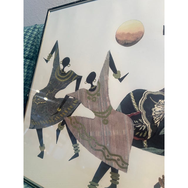 Vintage Postmodern 1980s Print Ed Hale Halessie African Wall Art Picture Gold Frame Hip Bones in Motion For Sale In Palm Springs - Image 6 of 9