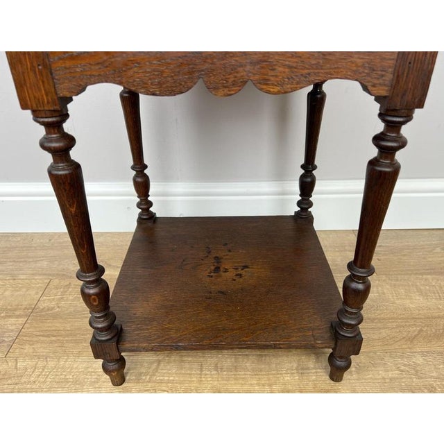Brown Antique French Oak Bedside Table with Marble Top For Sale - Image 8 of 16