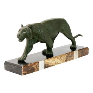 French Art Deco Bronze Panther Sculpture by Rulas, 1930s For Sale