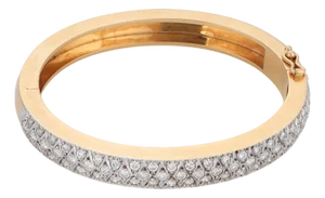 Vintage 2.30 Carat Diamond 14k Yellow Gold Bangle Bracelet