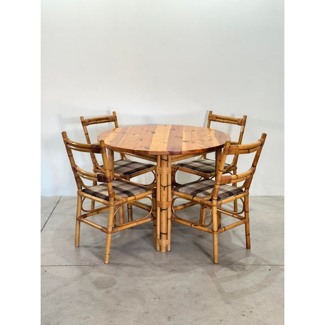 Round Bamboo Table and Chairs, 1970s, Set of 5 For Sale - Image 17 of 17