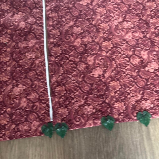 burgundy sidelight privacy panels lined hand beaded with leaves 40 wide x 13 length uses curtain rings