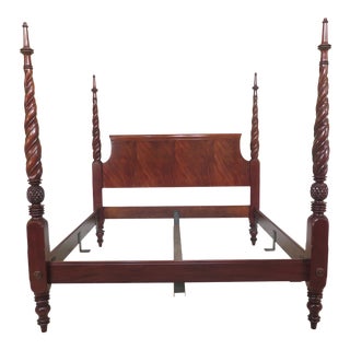1990s Regency Hickory Chair Co King Size Mahogany Bedframe For Sale