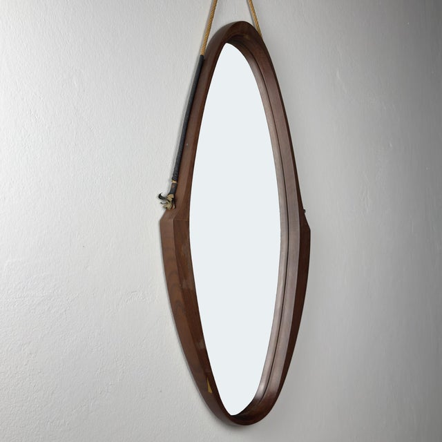 Mid-Century Wall Mirror in Teak, Italy, 1960s For Sale - Image 12 of 18