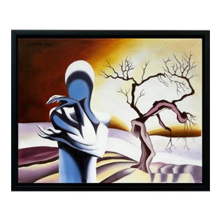 Mark Kostabi, Winter Wander-Land, Original Painting on Canvas, Signed, 18 X 22 In. Framed, 1999 For Sale