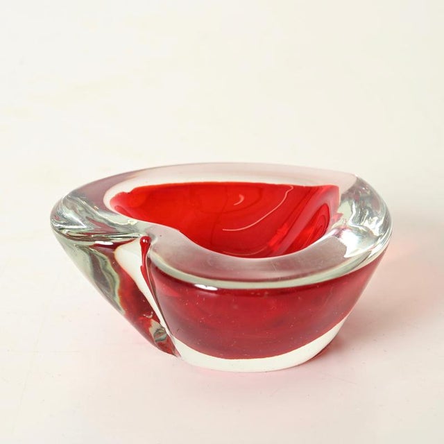 Glass Sommerso Murano Glass Heart and Spade Ashtrays by Flavio Poli, Italy, 1960s, Set of 2 For Sale - Image 7 of 13
