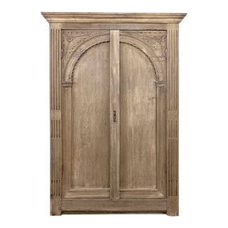 English Wardrobe, 19th Century Stripped Oak For Sale