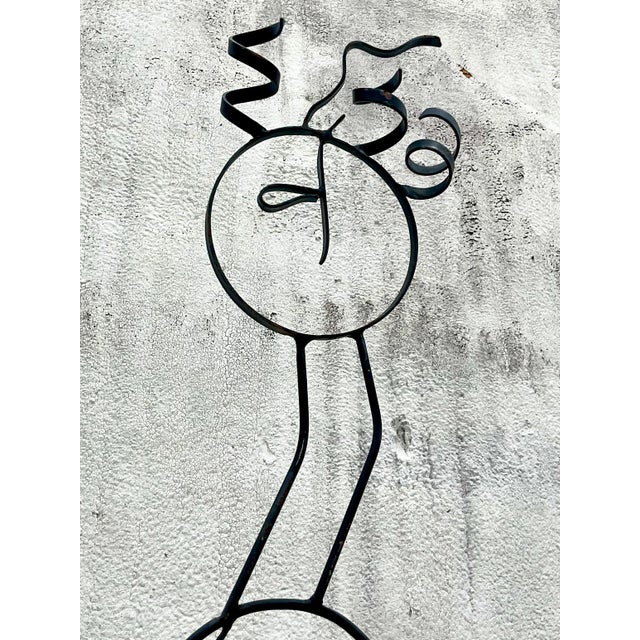 Metal Vintage Post Modern Wrought Iron Sculpture of Woman For Sale - Image 7 of 9