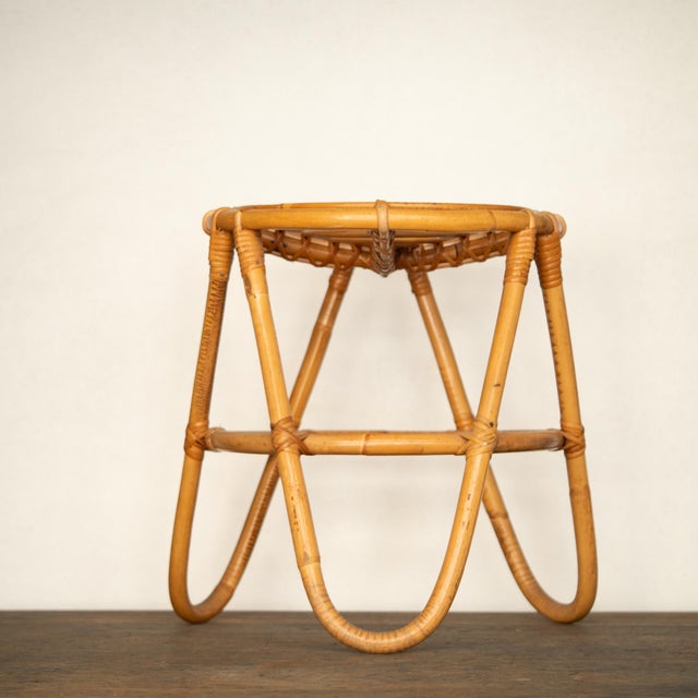 Wood Italian Bamboo Stool, 1950s For Sale - Image 7 of 13