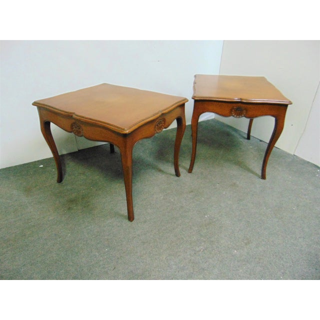Wood Louis XV Style Fruitwood Shell Carved Side Tables - a Pair For Sale - Image 7 of 7
