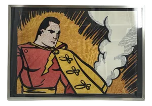 Captain Marvel / Shazam!, 1980s, Felt Pen Artwork, Framed