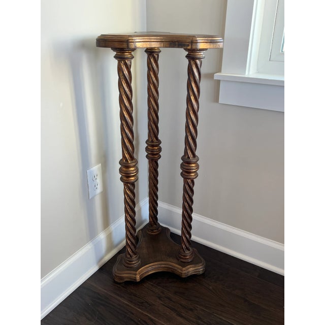 Vintage Venetian Gold Twisted Leg Pedestal For Sale - Image 9 of 9