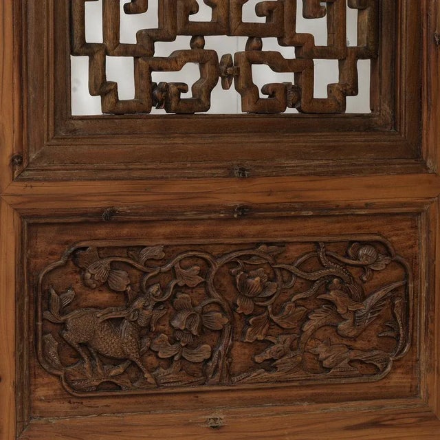 Brown Chinese Screen with Carved Figures For Sale - Image 8 of 12