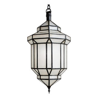 Moroccan Frosted Glass Prism Pendant Light Medium For Sale