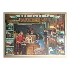 Large Vintage 1944 Coca-Cola "Our America" Poster: "Advantages and Beauty From Use of Wood"