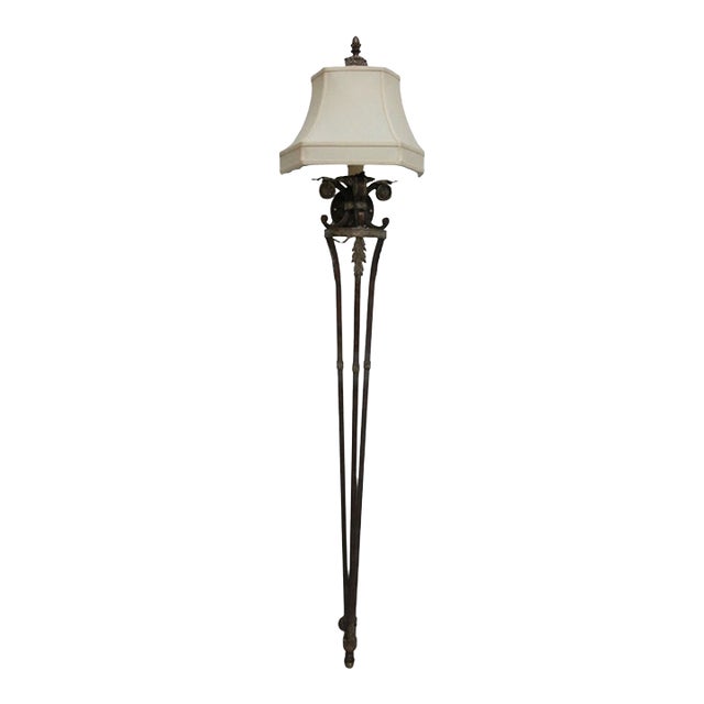 1990s Fine Art Lamp French Regency Gold Metal Filigree Lamp Wall Sconce Pole Lamp B For Sale