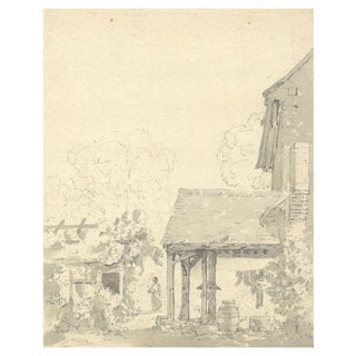 John Monro, Water Well with Hanging Laundry, Early 19th Century, Watercolour For Sale