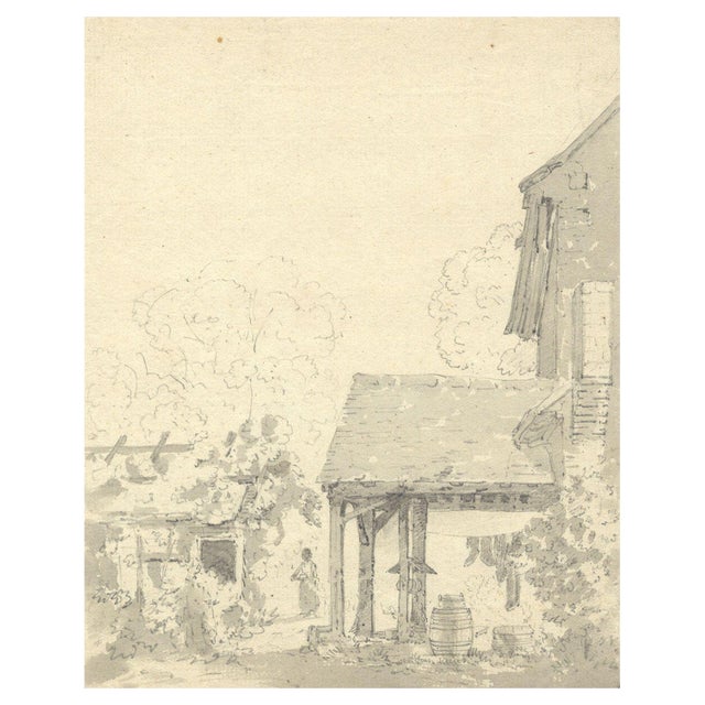 John Monro, Water Well with Hanging Laundry, Early 19th Century, Watercolour For Sale