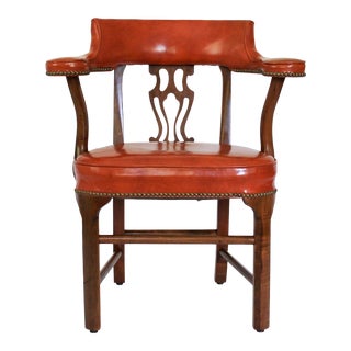 Vintage Leather Office or Library Chair For Sale